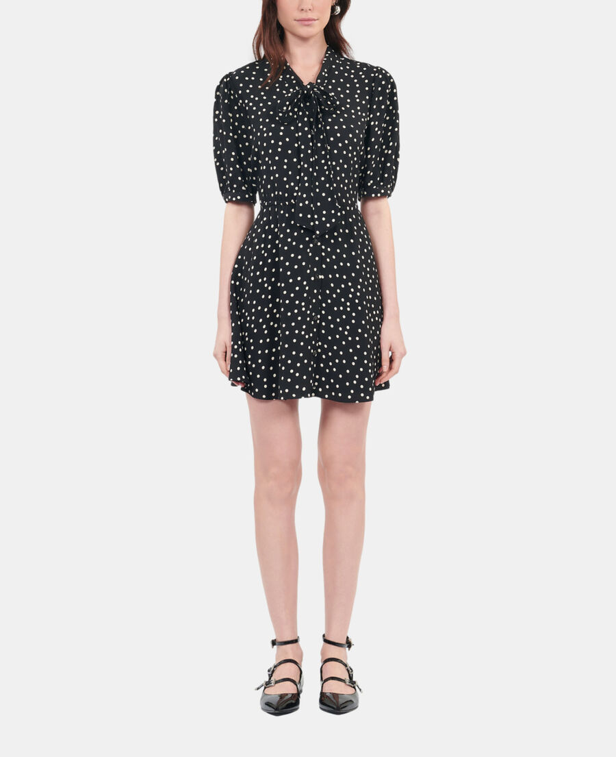 The Kooples F BLACK WHITE short black polka dot dress