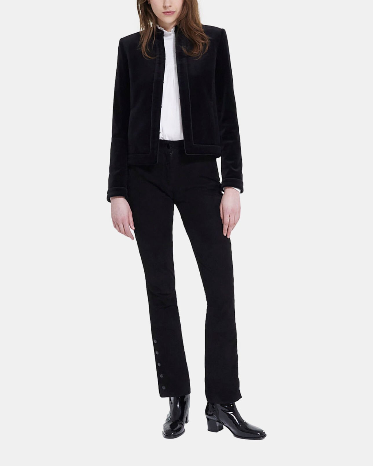 The Kooples WOMEN BLACK black velvet jacket