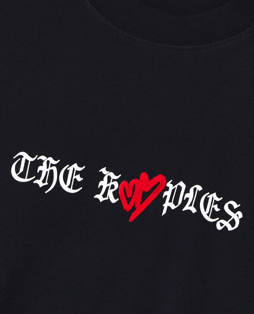 The Kooples WOMEN BLACK black twin hearts serigraphy t-shirt
