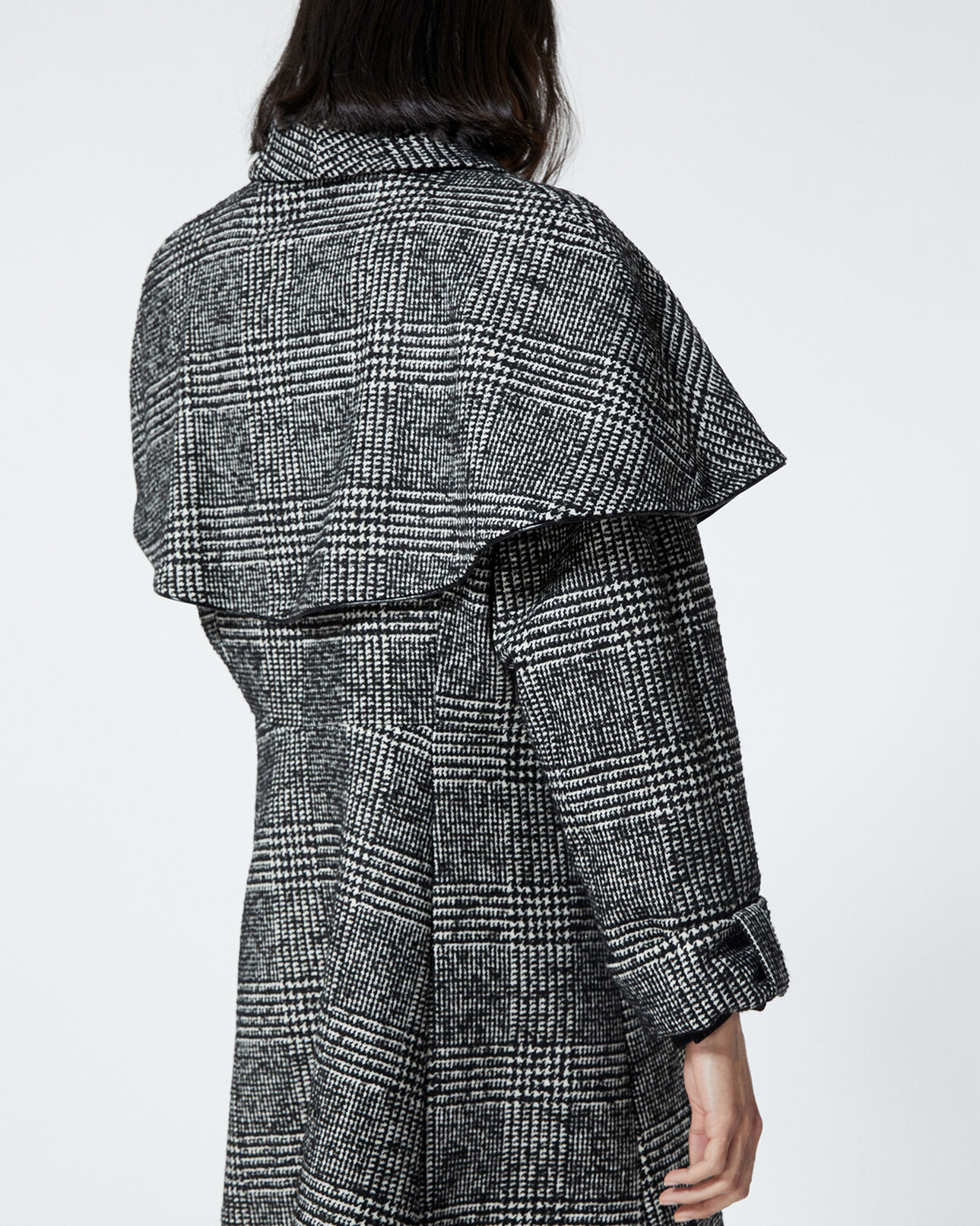 The Kooples FEMME BLACK WHITE manteau laine bicolore façon cape