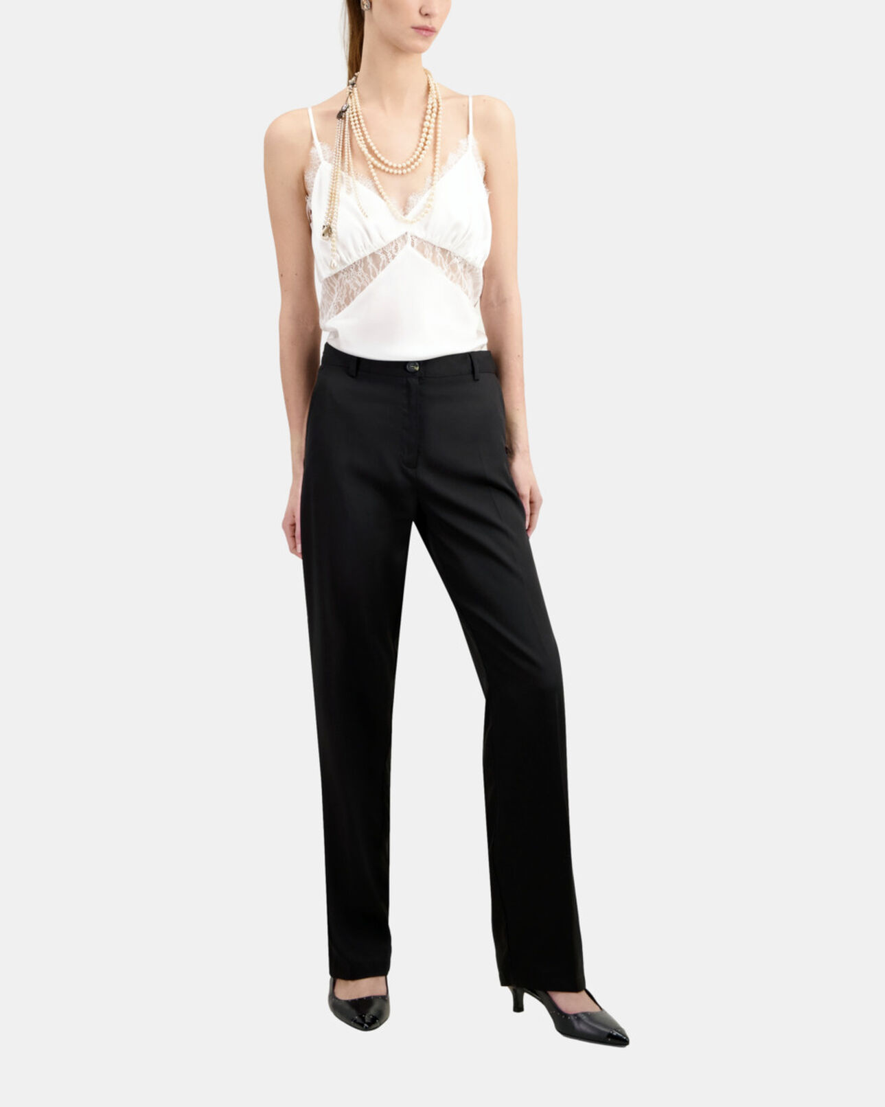 The Kooples FEMME BLACK pantalon droit tencel style militaire noir