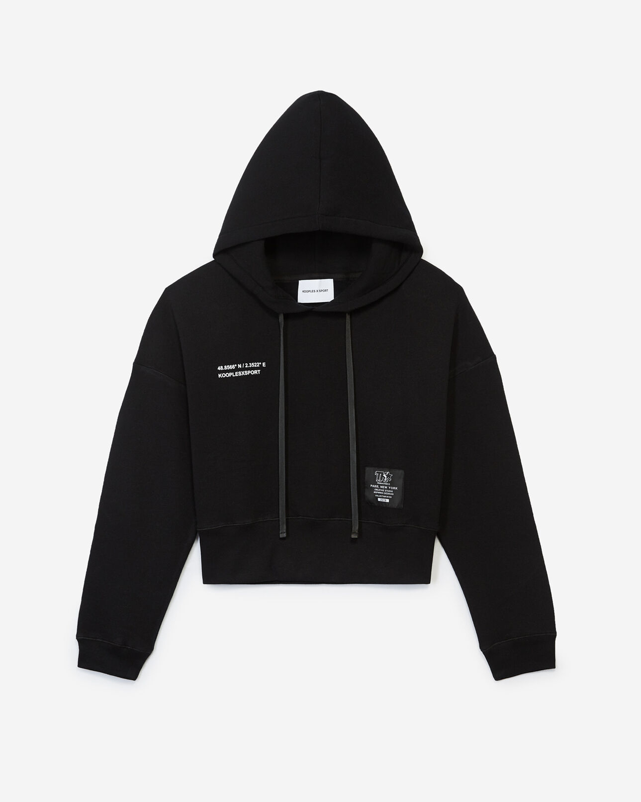 The Kooples WOMEN BLACK black hoodie with logo patch