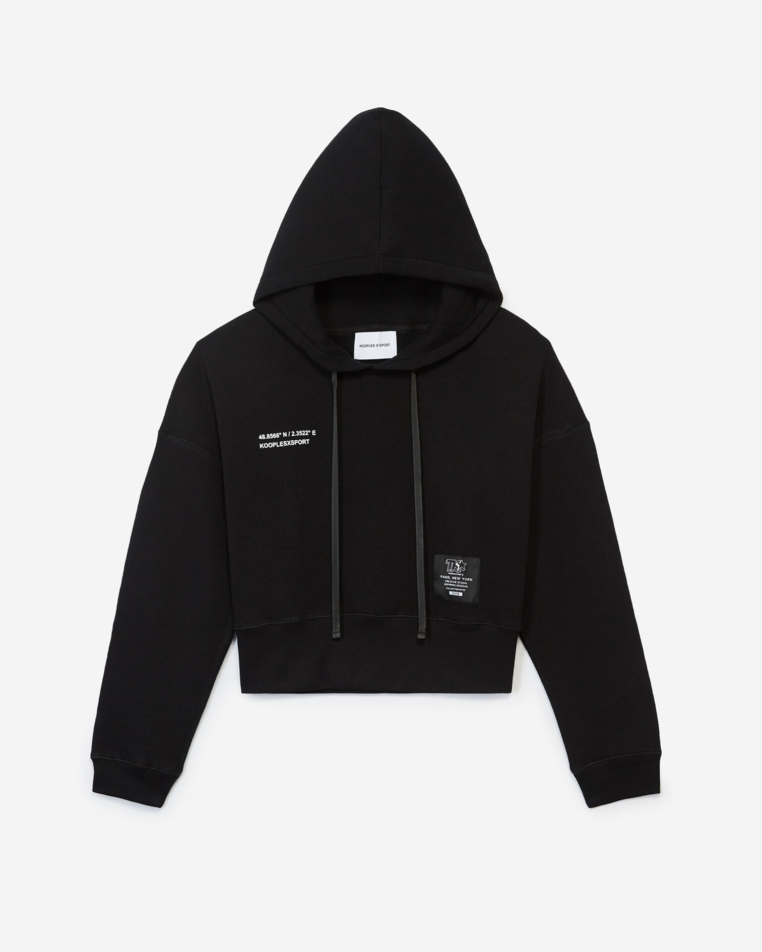 Sweatshirt capuche noir patch logo, BLACK, hi-res image number null