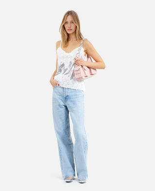 The Kooples F SILVER silver sequin and lace camisole