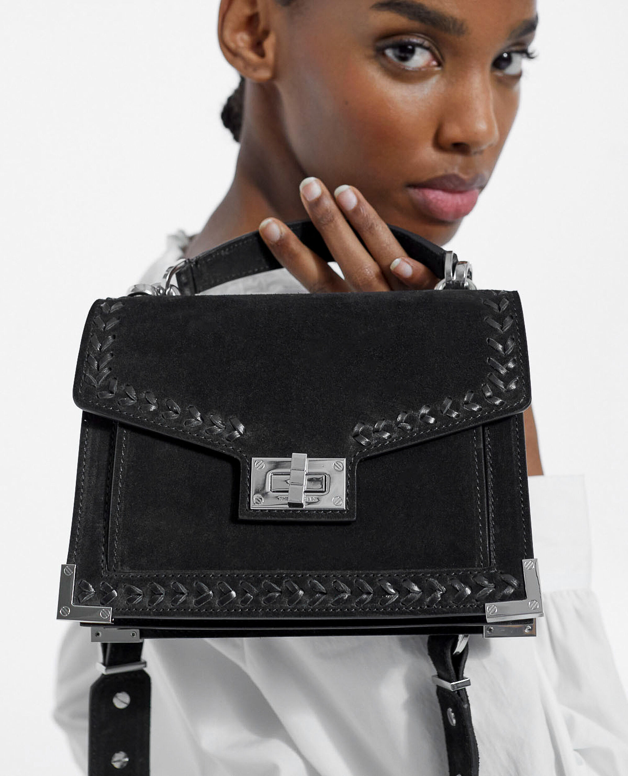 Small Emily bag in black suede leather, BLACK, hi-res image number null