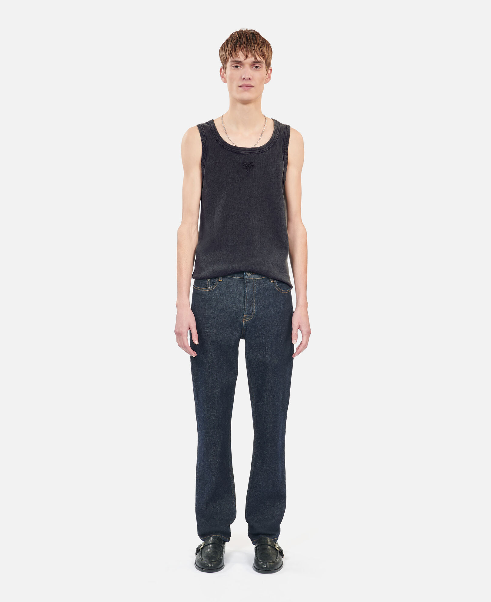 The Kooples MEN BLACK WASHED black kooples heart tank top