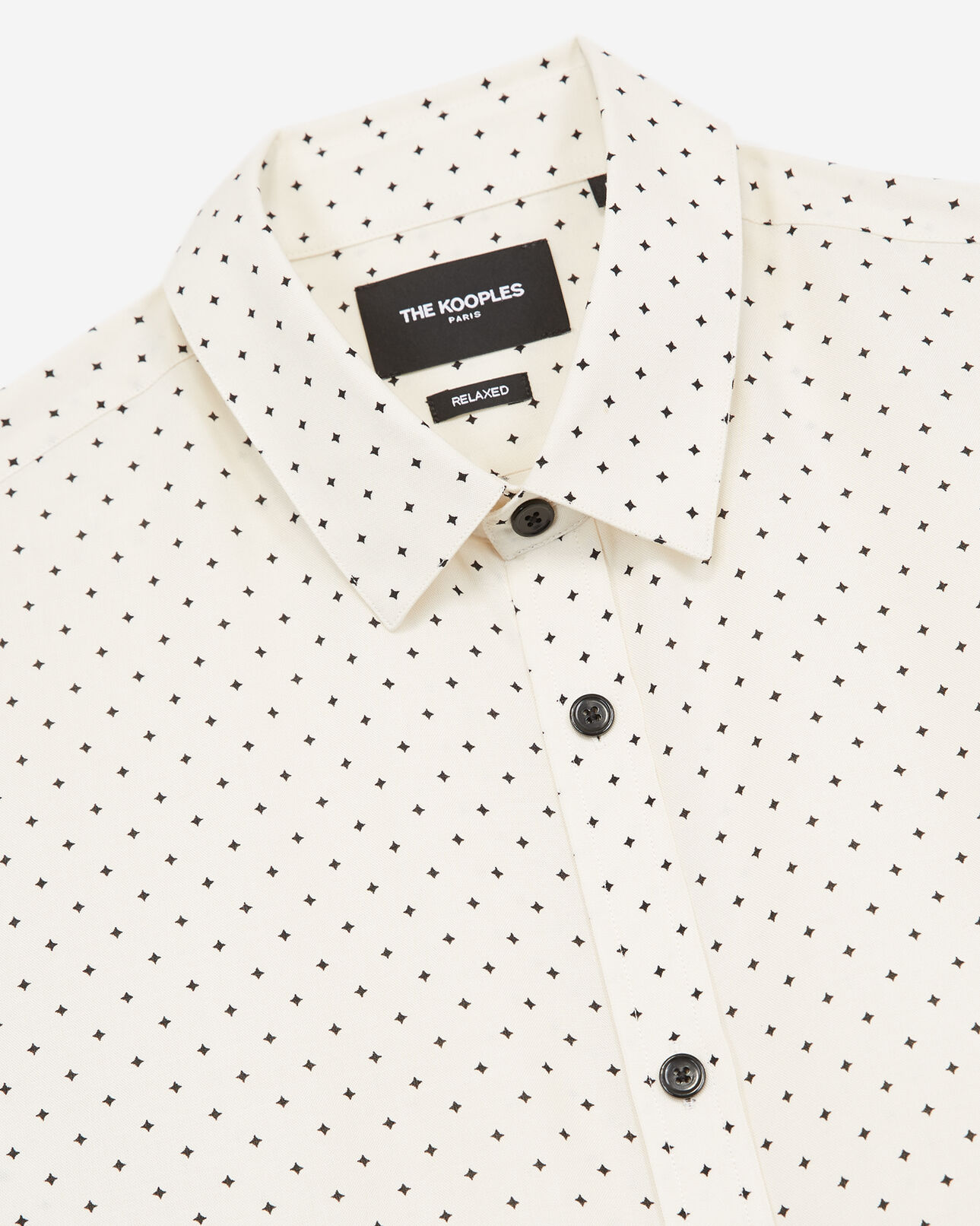 The Kooples MEN ECRU BLACK flowing printed ecru shirt with star motif