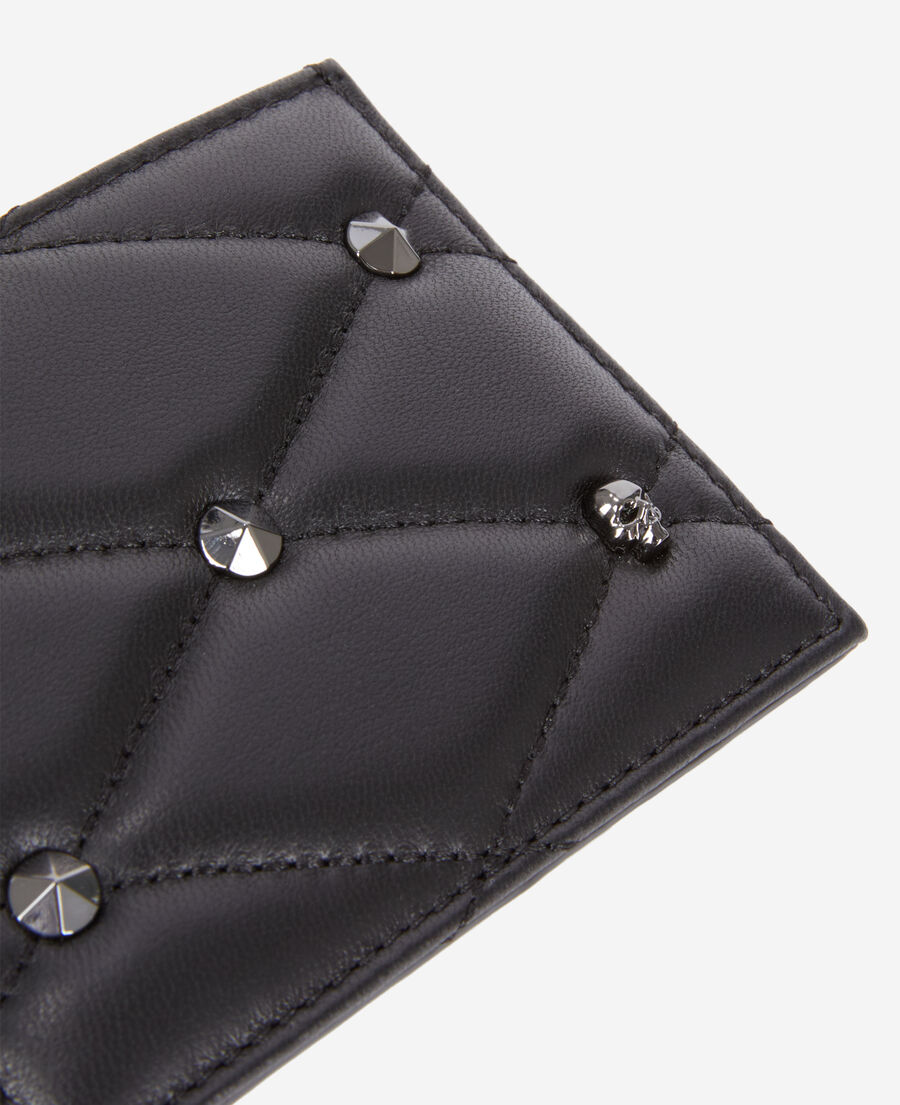 black quilted leather card holder