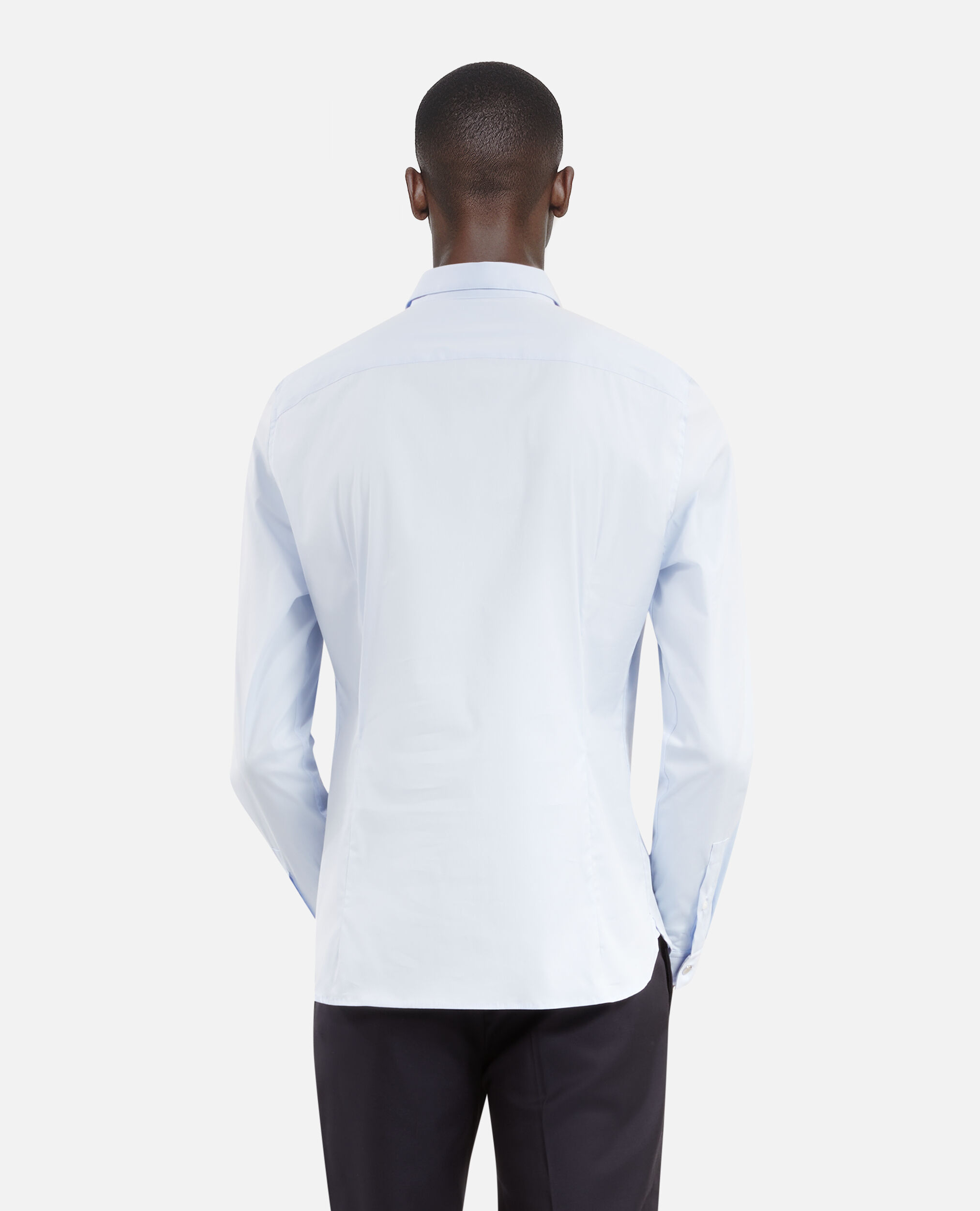 Formal blue poplin shirt, BLUE, hi-res image number null