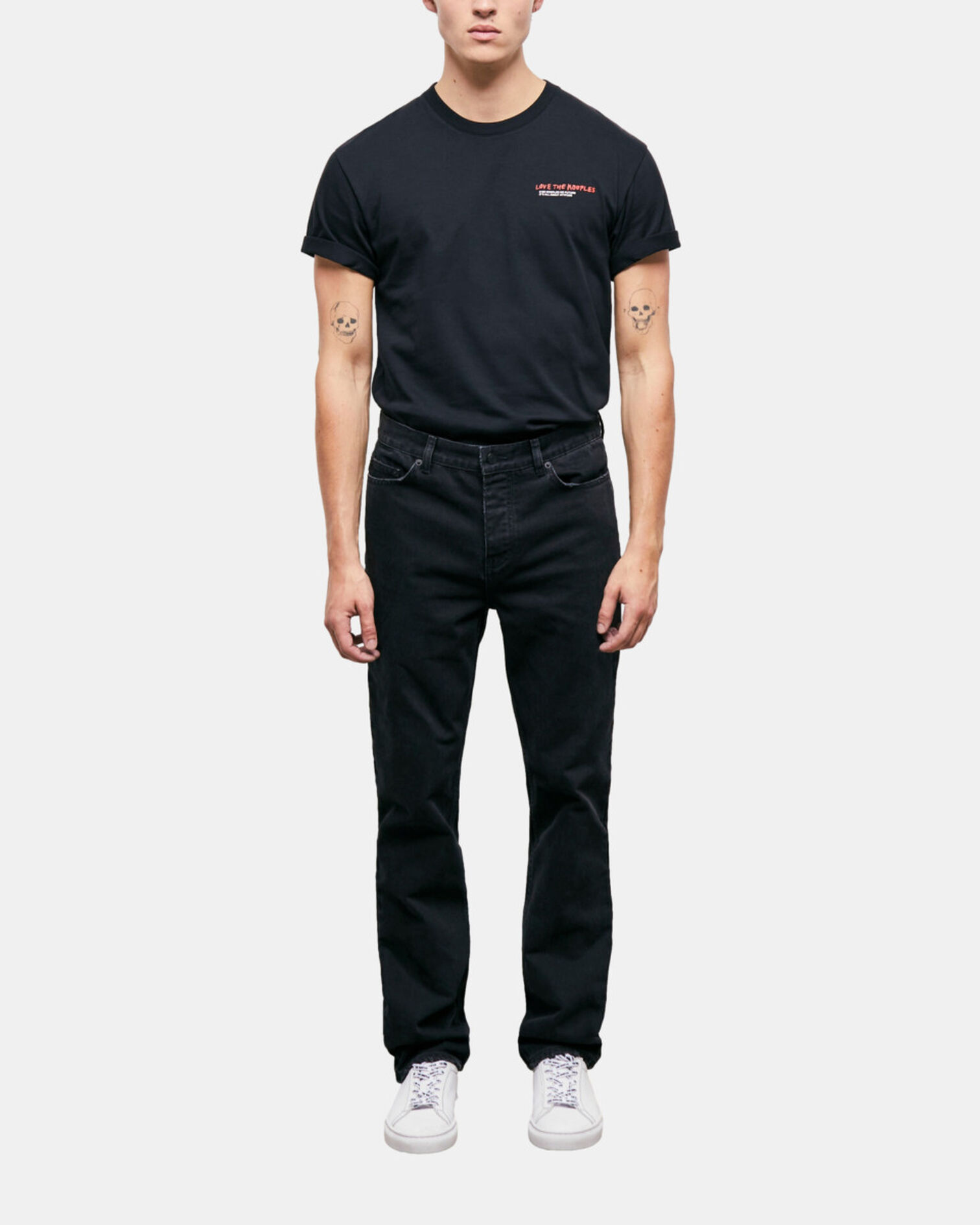 Schwarze Jeans mit geradem Bein, BLACK WASHED, hi-res image number null