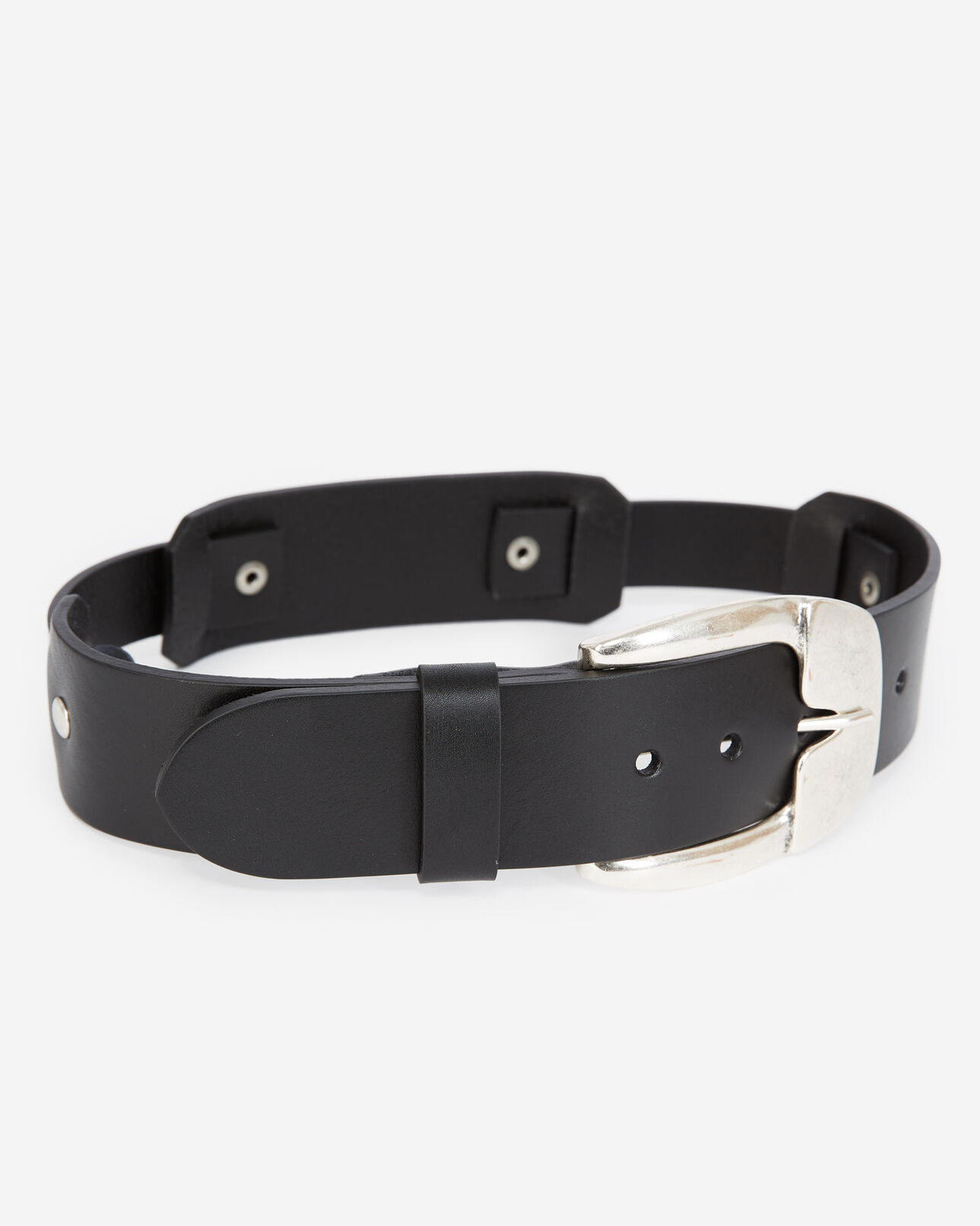 The Kooples FEMME BLACK ceinture cuir large à détail pressions