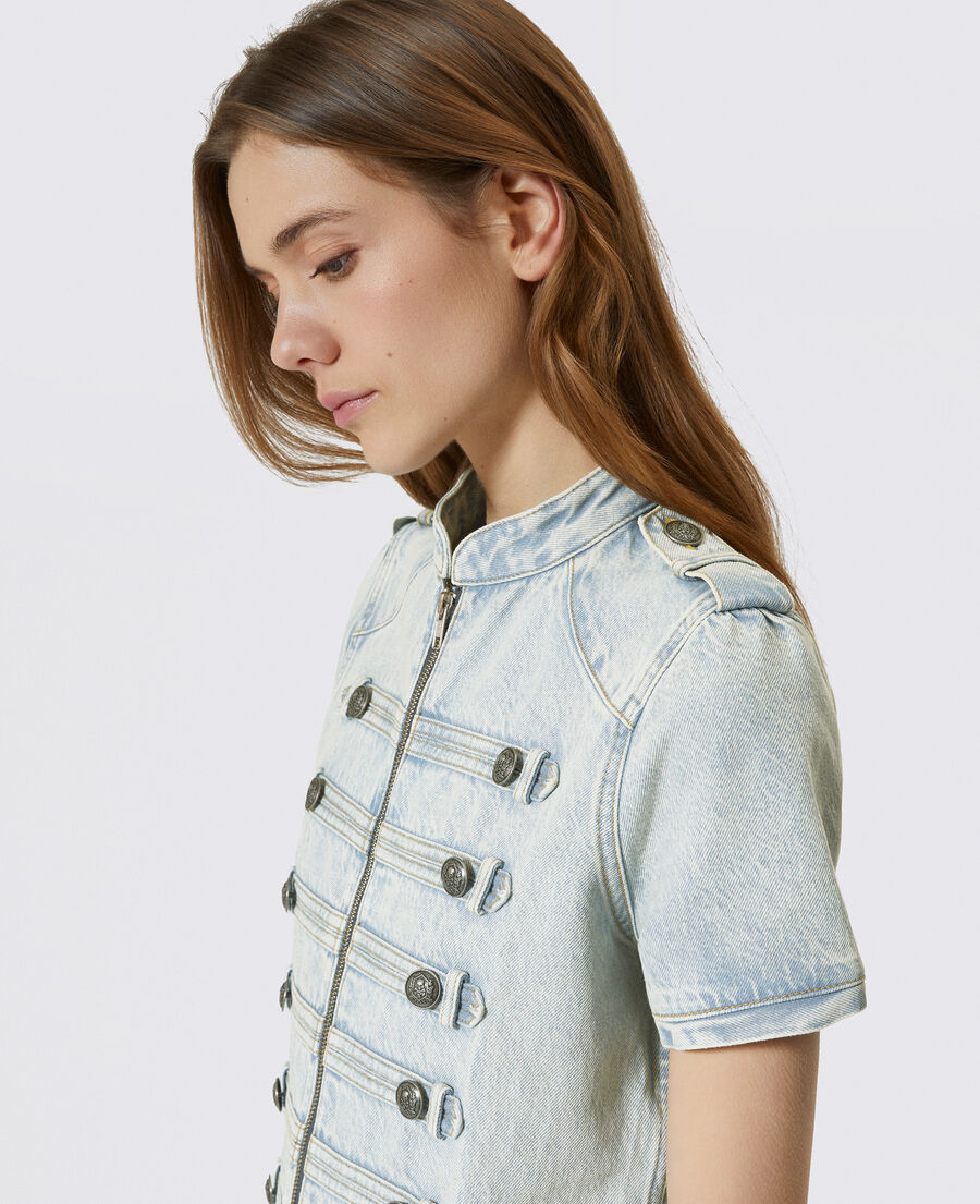 The Kooples FEMME BABY BLUE robe courte en denim bleue