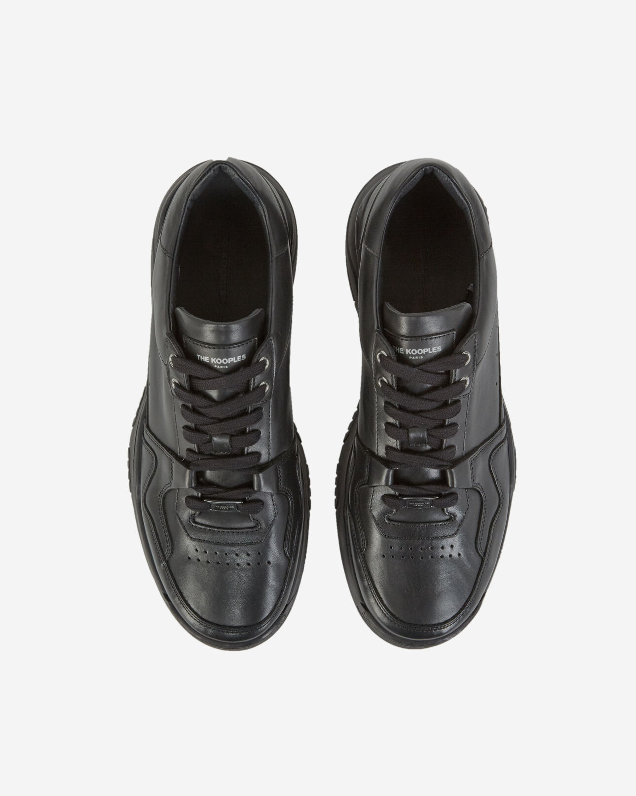The Kooples HERREN BLACK schwarze turnschuhe aus leder mit aussparung