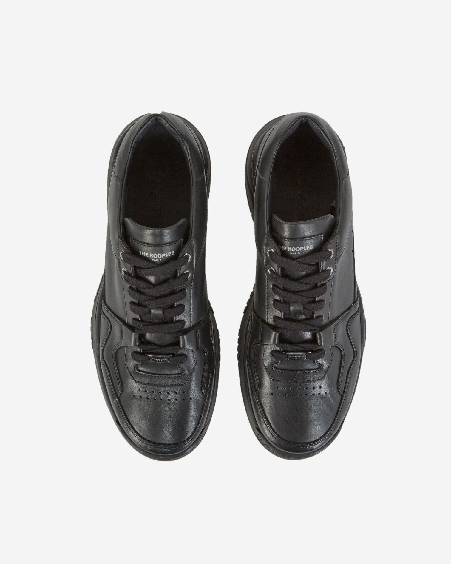 Black leather sneakers with cut-outs, BLACK, hi-res image number null