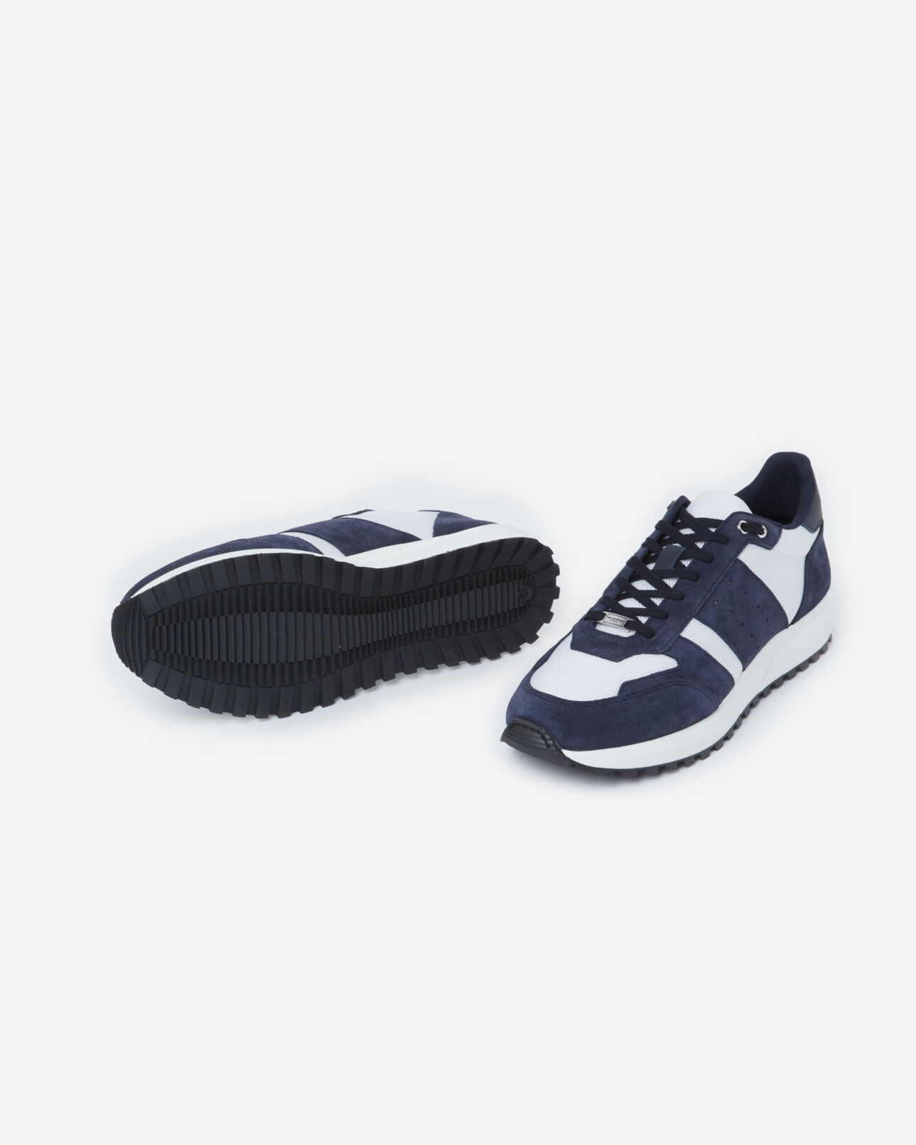 The Kooples HOMBRE BEIGE / NAVY zapatillas blancas y azules retro piel malla