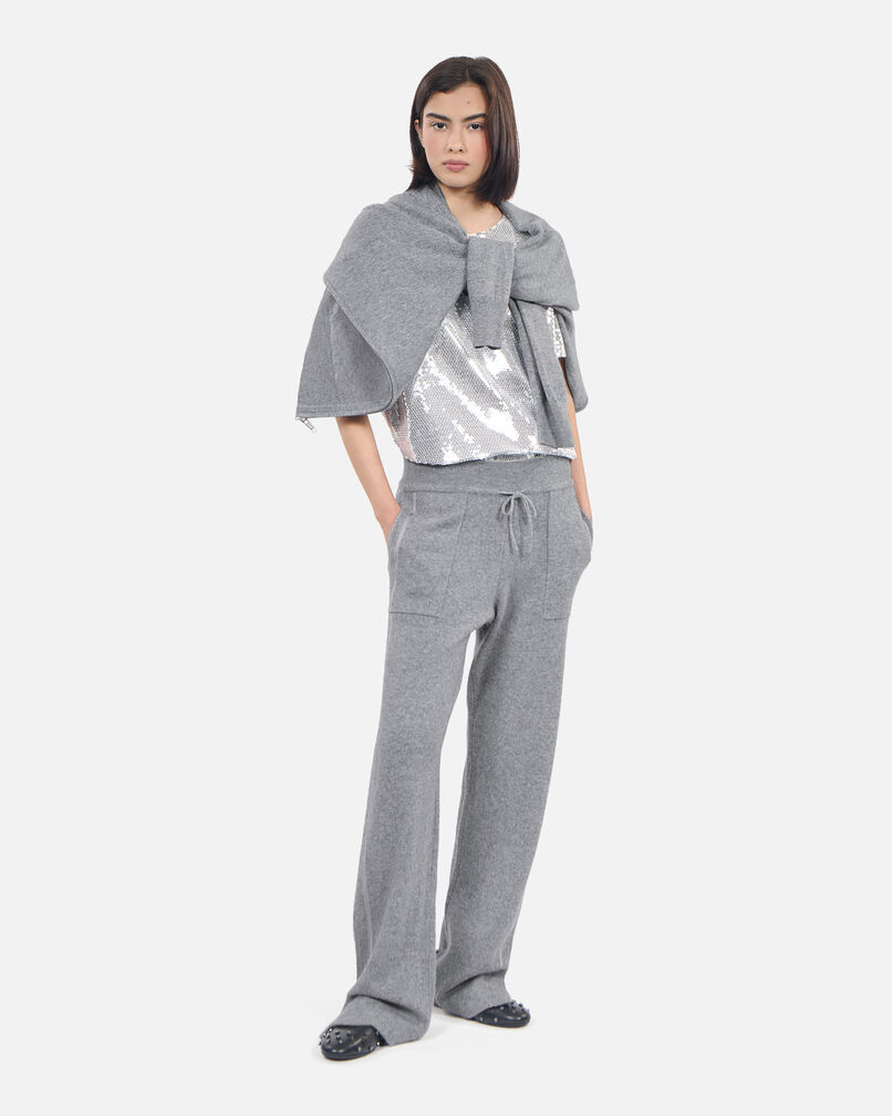 The Kooples FEMME MIDDLE GREY MEL pantalon en laine et cachemire gris
