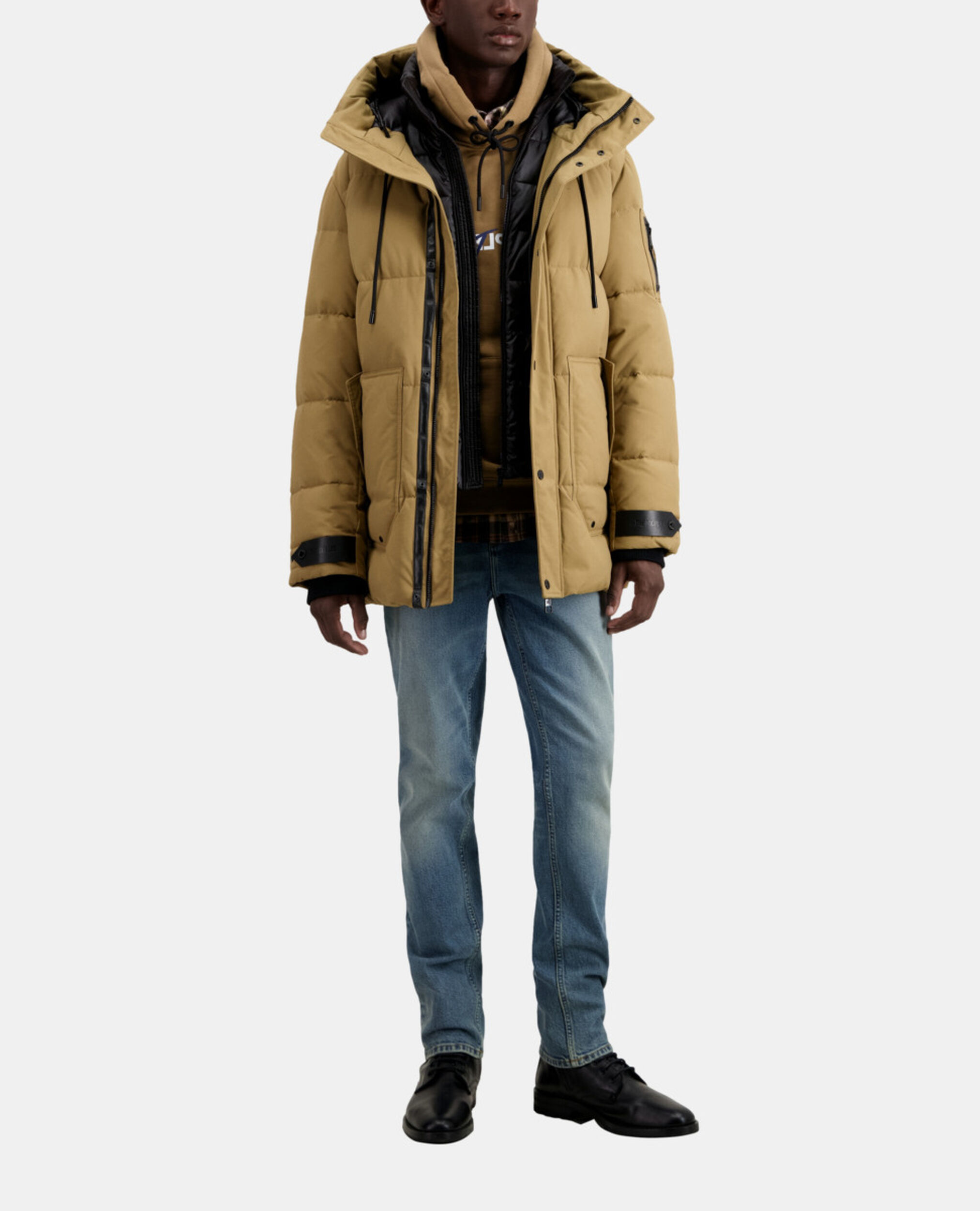 Beige hooded parka, CAMEL, hi-res image number null