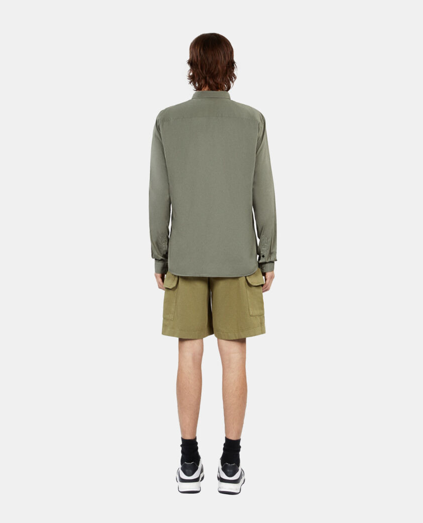 The Kooples HOMBRE WOOD KAKI camisa verde velo algod&oacute;n