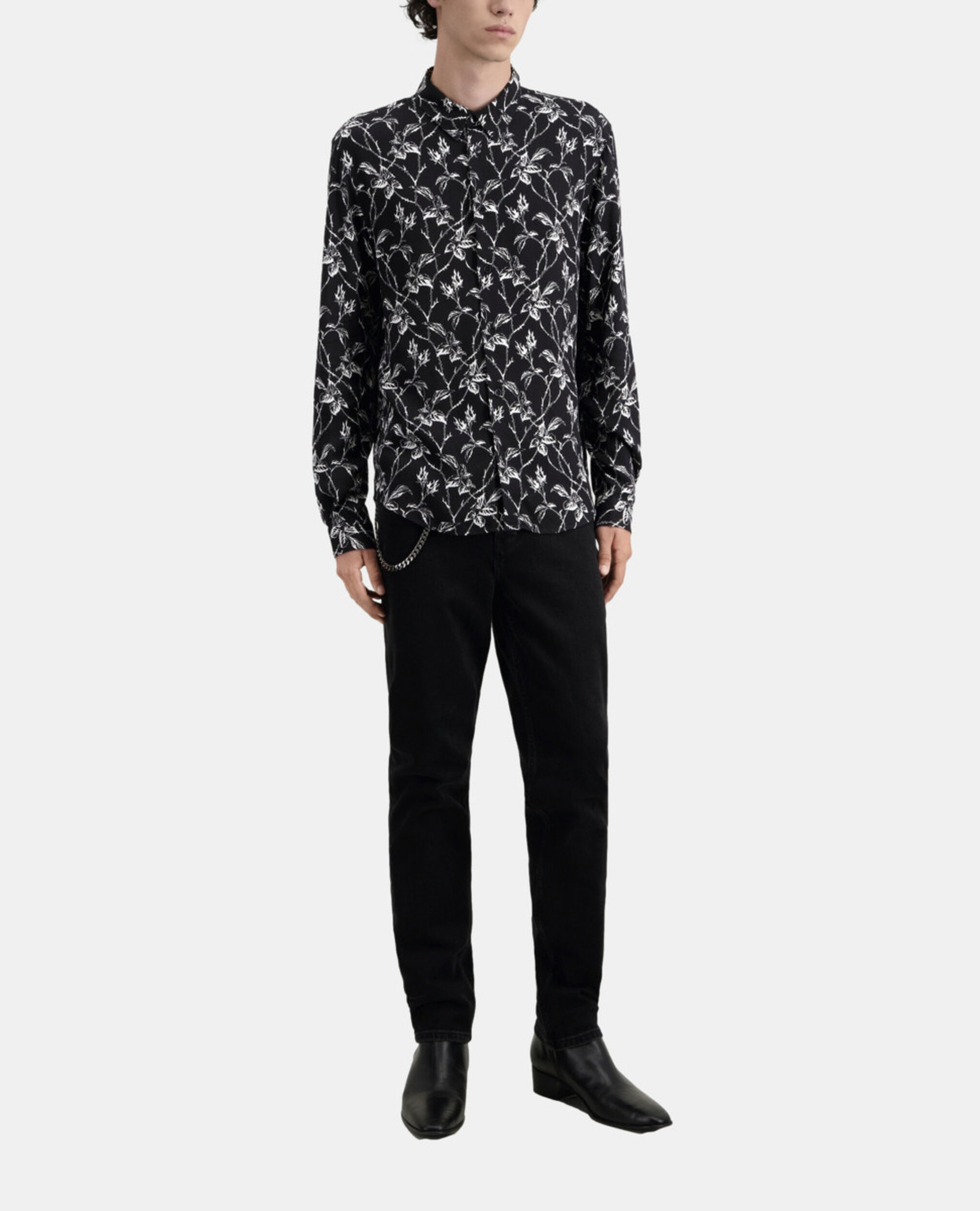 Printed shirt, BLACK WHITE, hi-res image number null