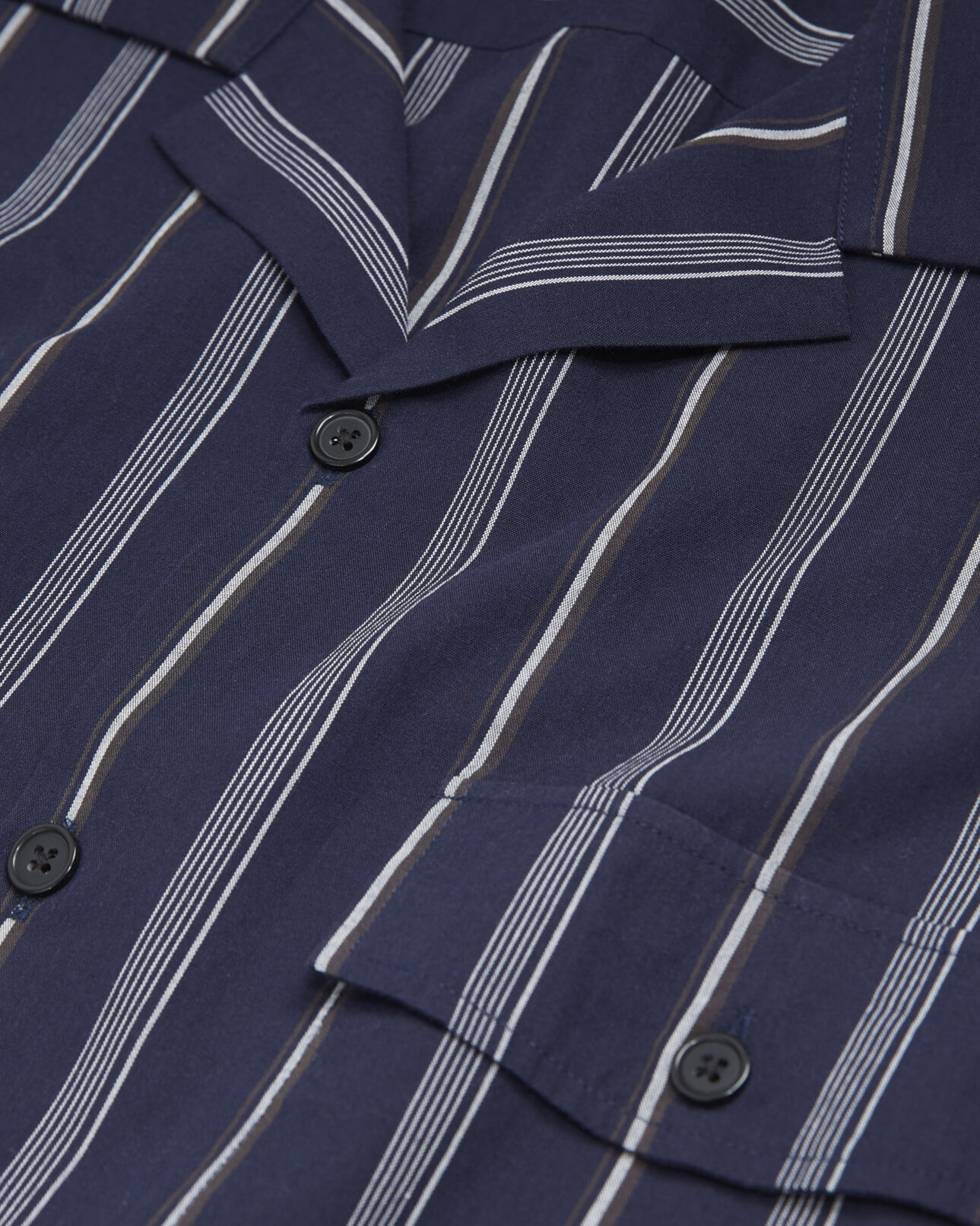 The Kooples HOMME NAVY chemise col hawaïen bleu marine rayée