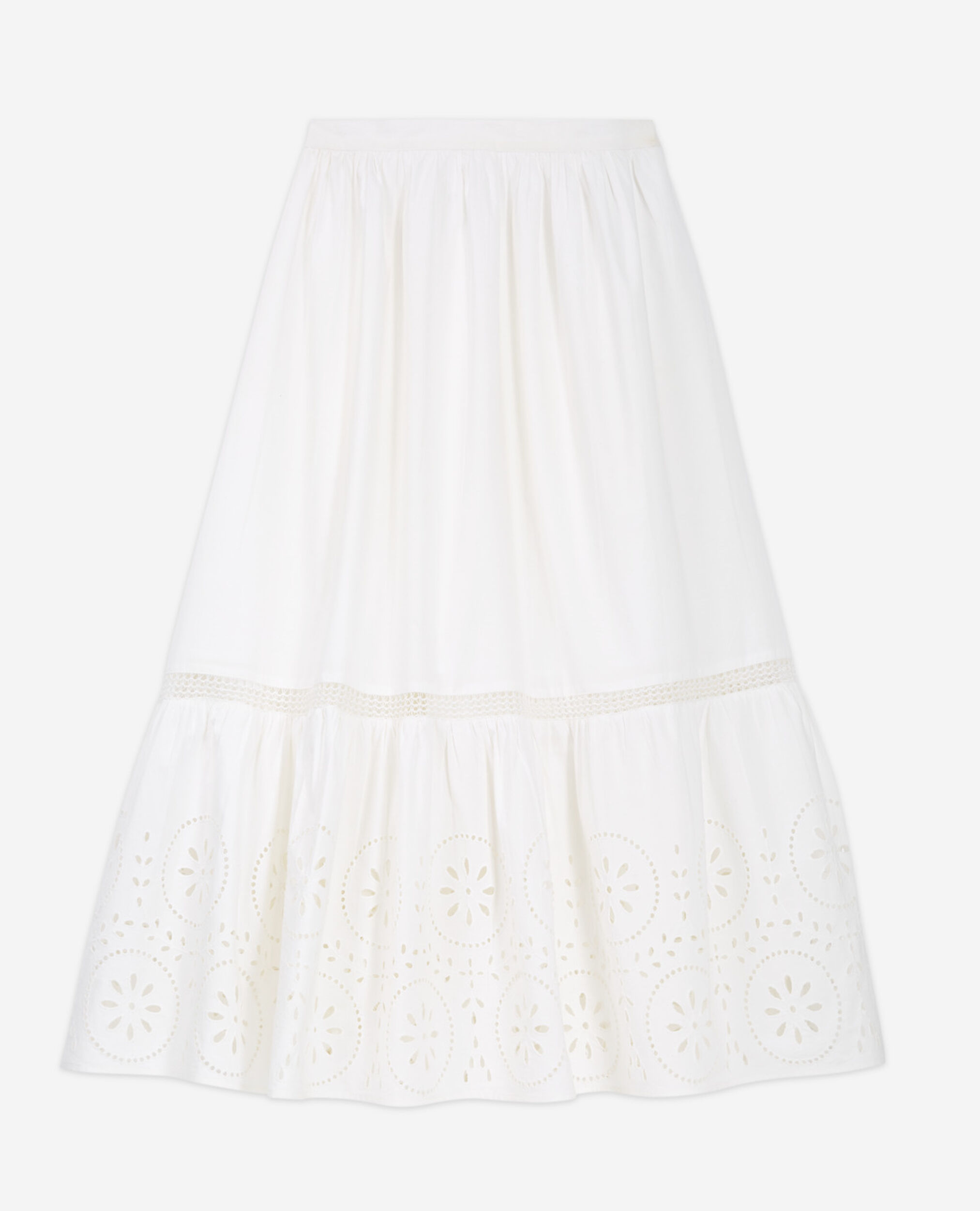 Falda blanca encaje larga calada, WHITE, hi-res image number null