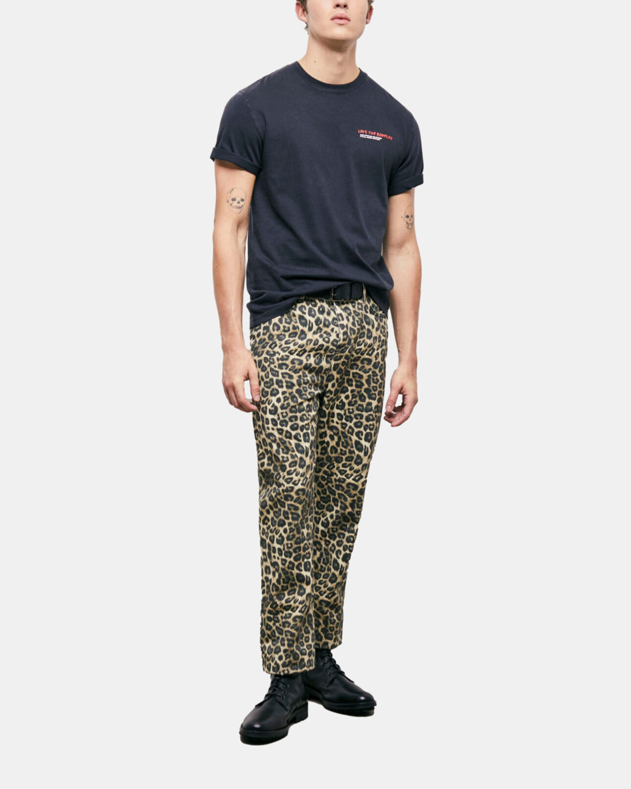 The Kooples MEN LEOPARD leopard print straight-cut jeans