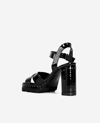 The Kooples F BLACK black patent leather heeled sandals