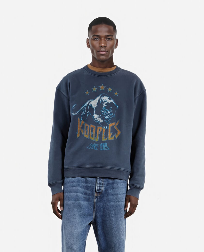 The Kooples HERREN WASHED NAVY sweatshirt mit marineblauem logo-siebdruck