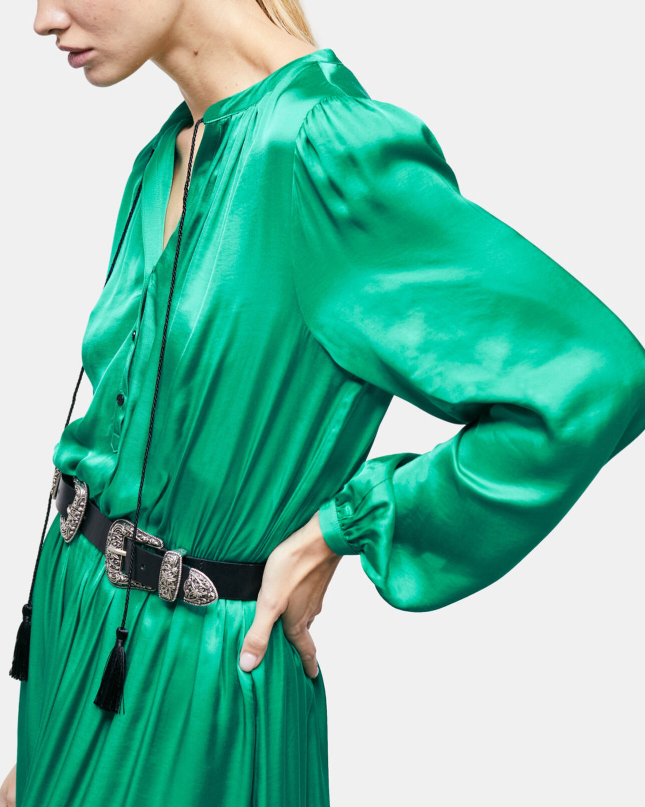 The Kooples FEMME GREEN robe longue verte