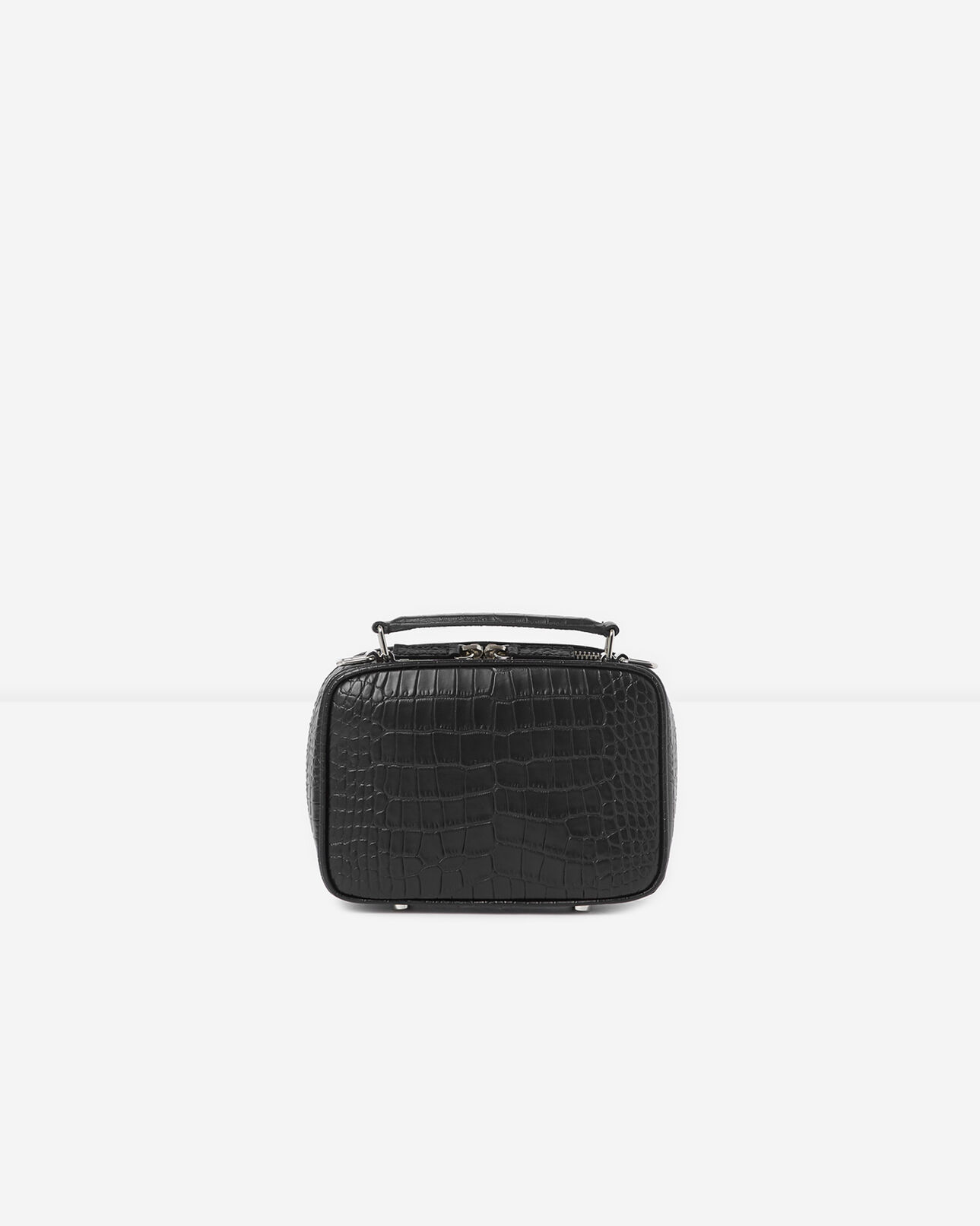 The Kooples WOMEN BLACK mini black barbara bag in croco leather