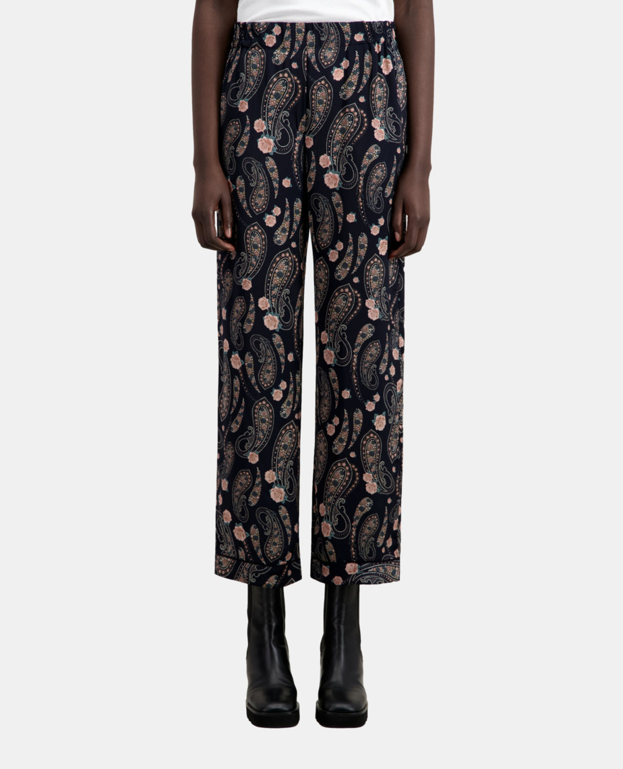 Printed trousers, BLACK / PINK, hi-res image number null