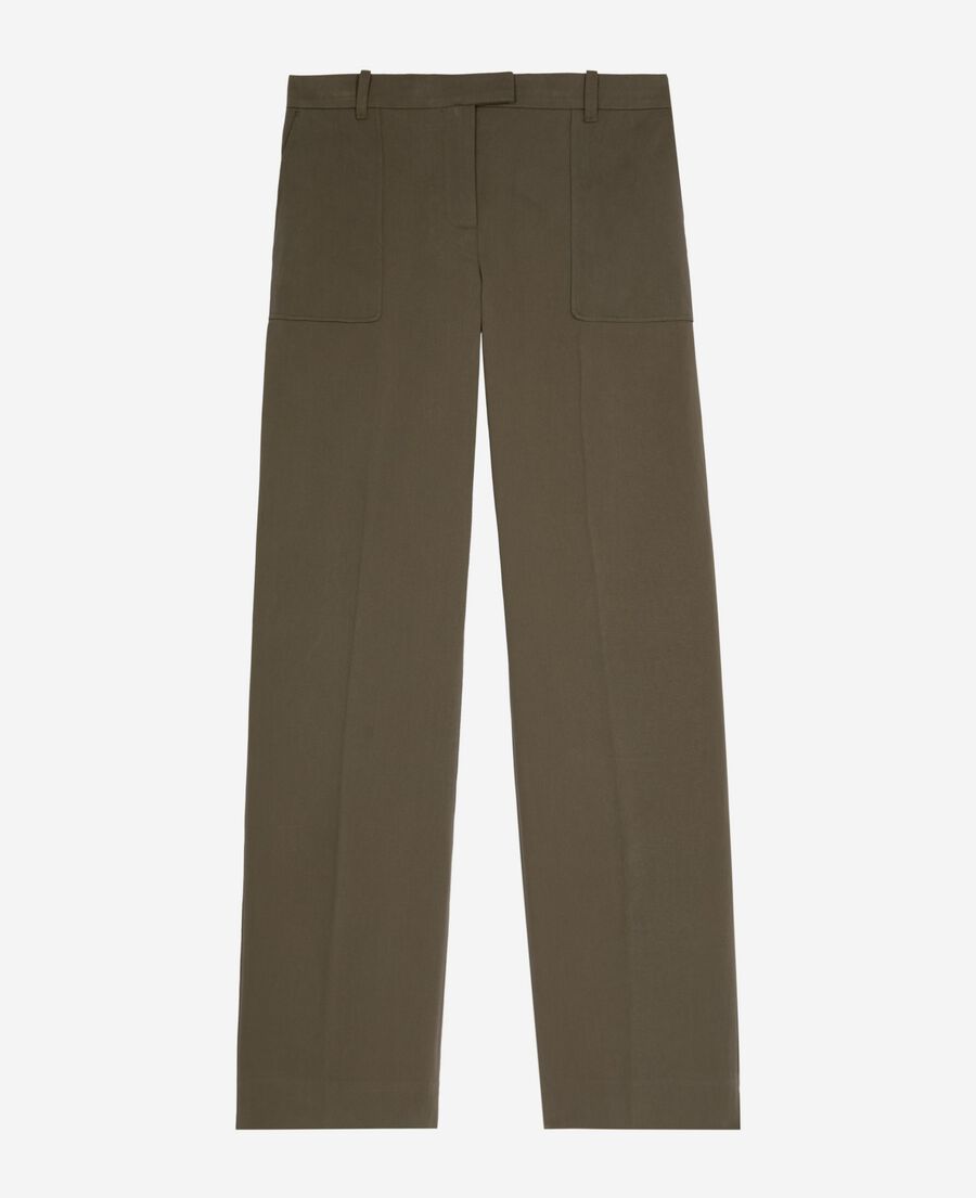 The Kooples FEMME KAKI pantalon large en coton kaki