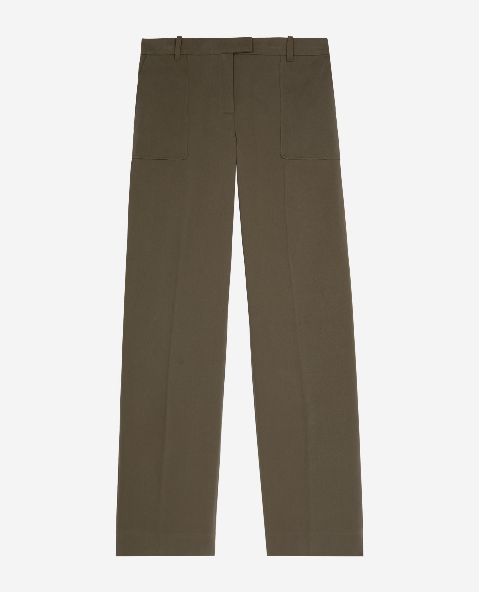 Khaki cotton wide leg pants, KAKI, hi-res image number null