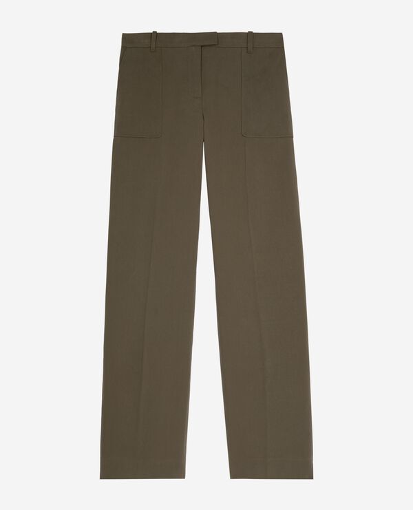 The Kooples FEMME KAKI pantalon large en coton kaki