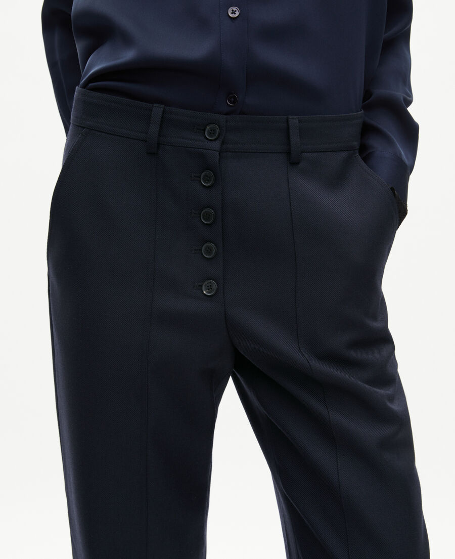 The Kooples FEMME NAVY pantalon droit à boutons marine
