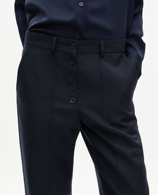 The Kooples FEMME NAVY pantalon droit à boutons marine