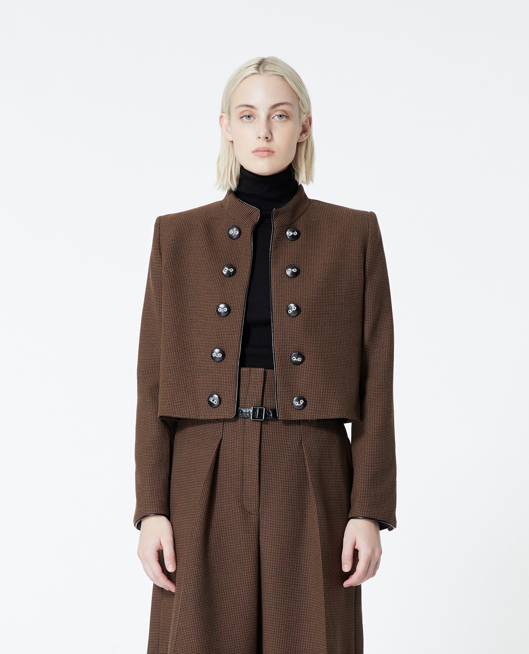 Flowing brown officer-style jacket, BROWN, hi-res image number null