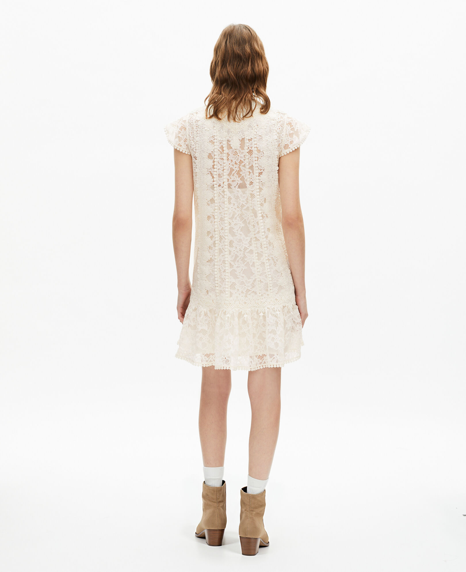 The Kooples WOMEN ECRU short ecru lace dress