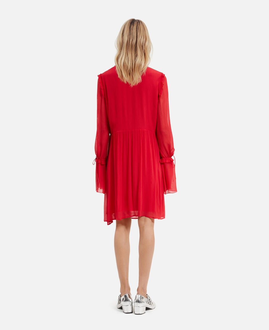 The Kooples WOMEN RED / BURGUNDY short dress with red ruffles
