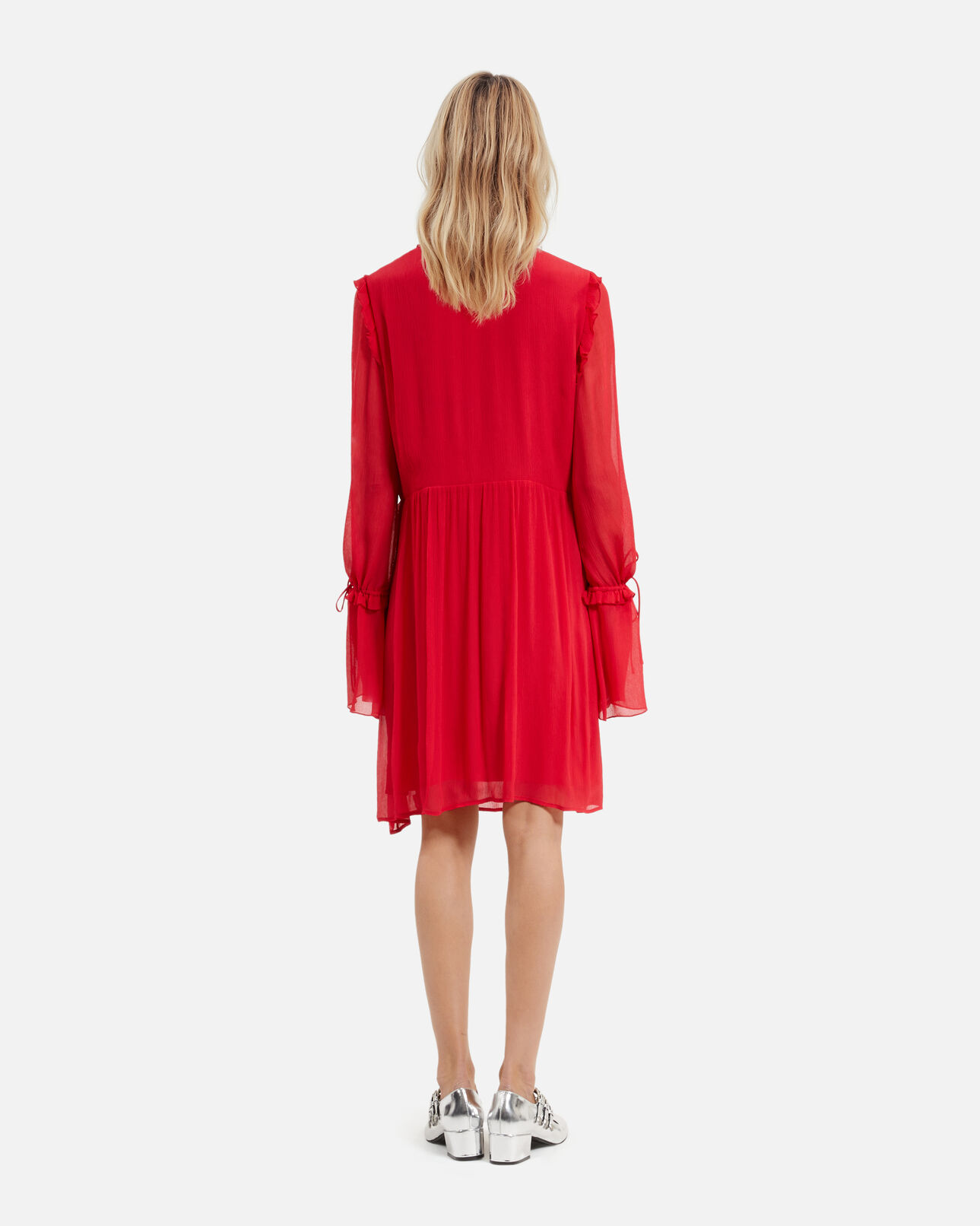 The Kooples FEMME RED / BURGUNDY robe courte avec volants rouge