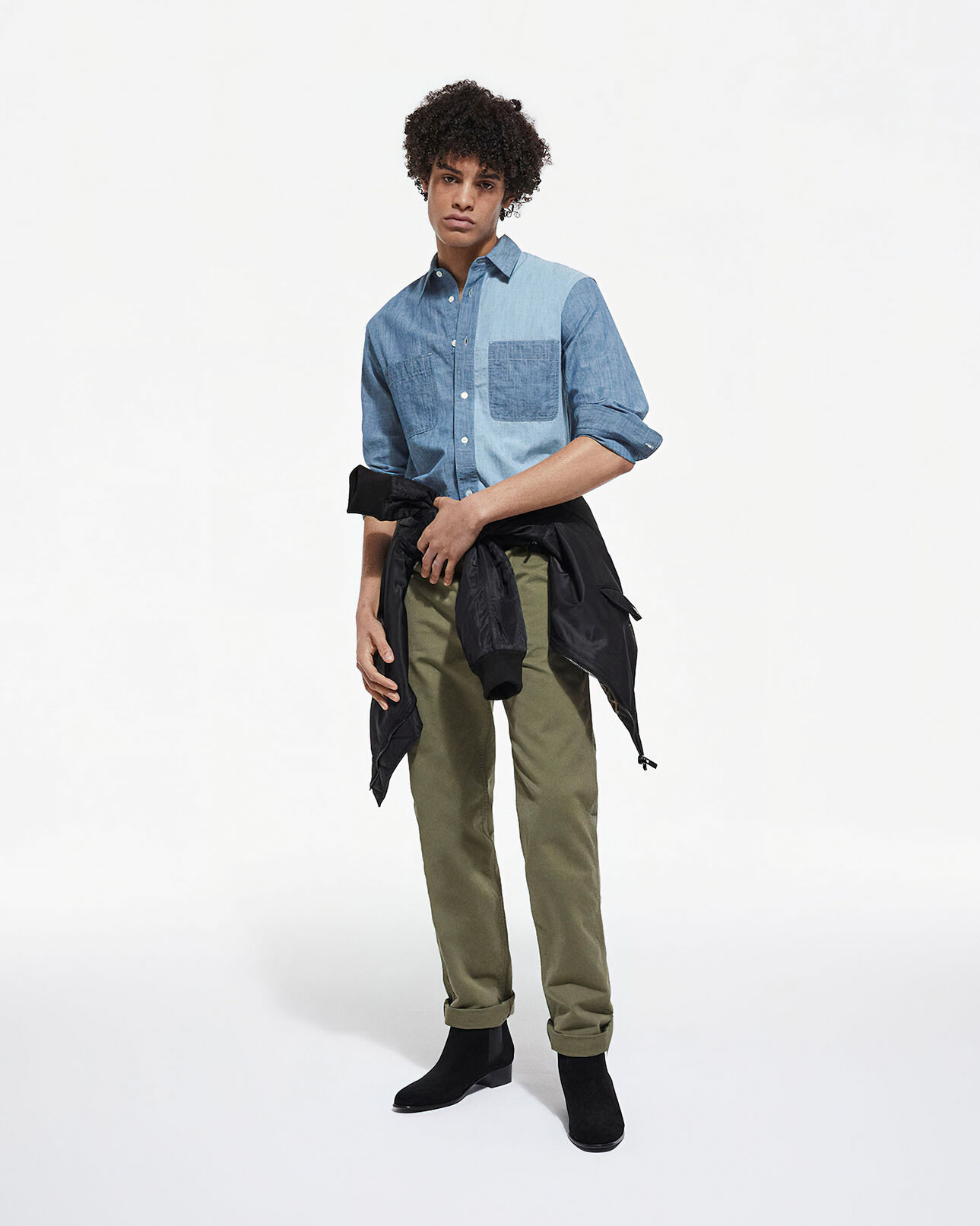 The Kooples HOMME CHAMBRAY BLUE chemise col classique en jean bleue