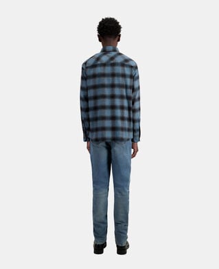 The Kooples MEN ELECTRIC BLUE/BLACK blue checkered shirt