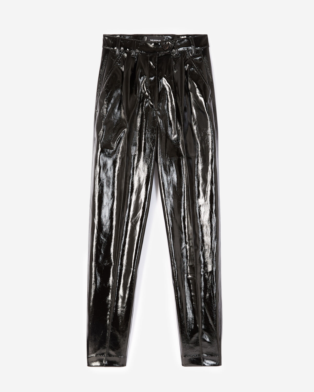 The Kooples FEMME BLACK pantalon droit noir effet vinyle