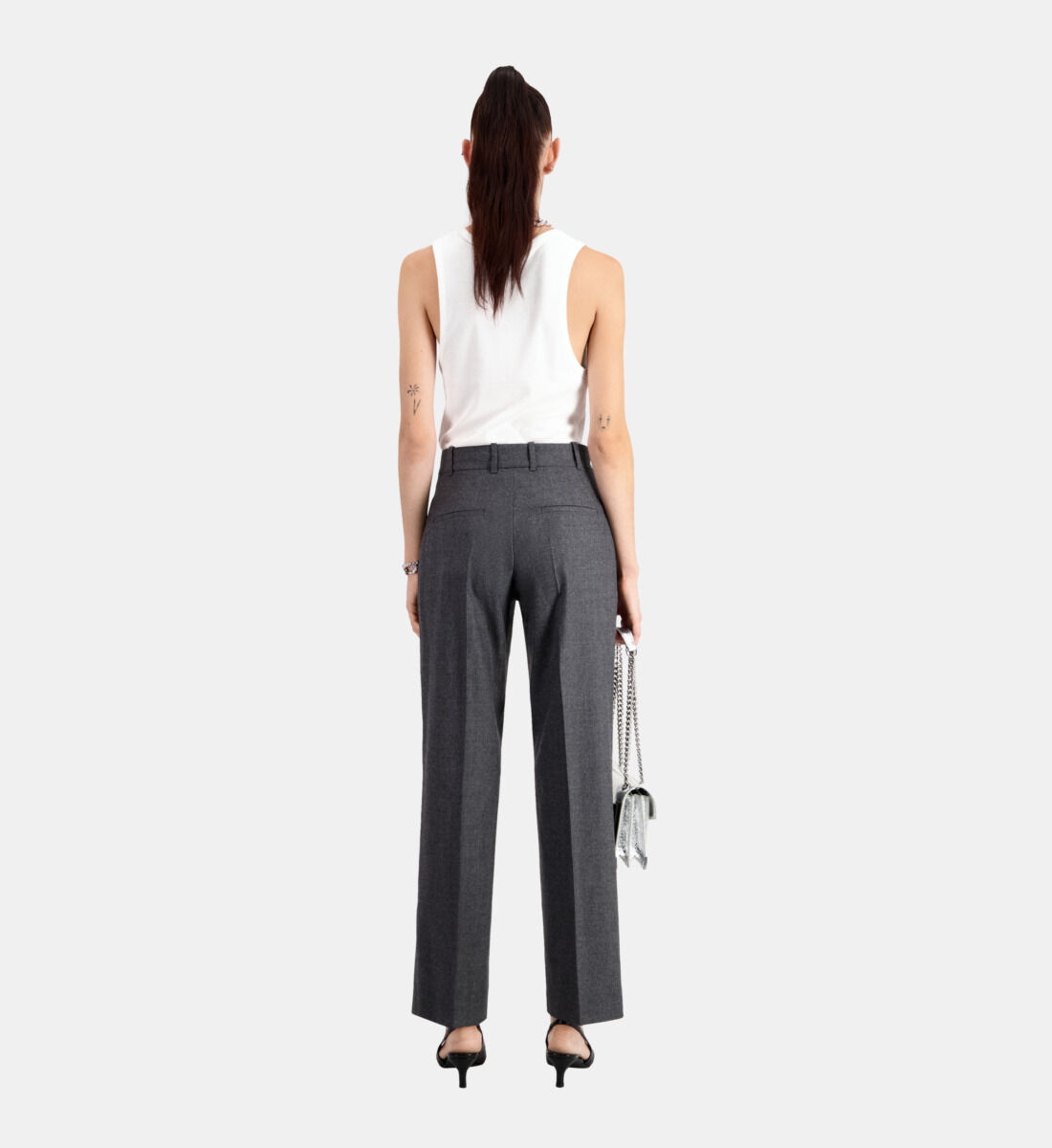 Grey flannel trousers with pleats The Kooples UK