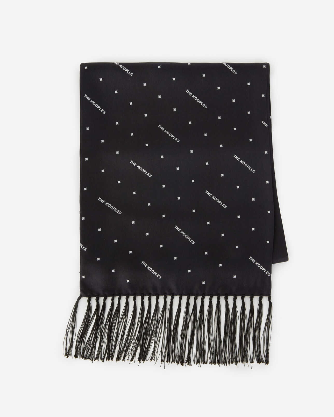 The Kooples HOMME BLACK foulard soie noir imprimé graphique