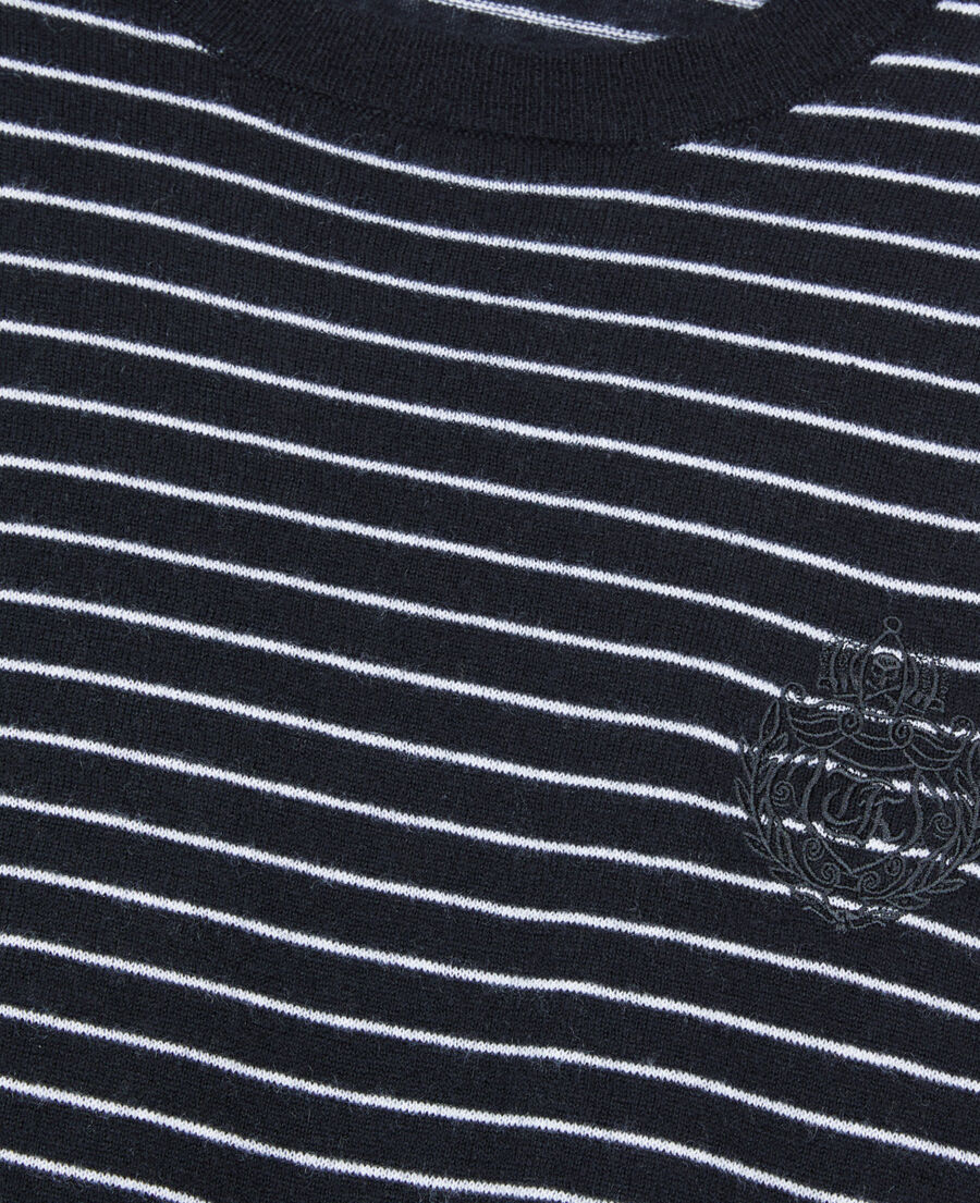 The Kooples MEN BLACK / WHITE striped wool sweater