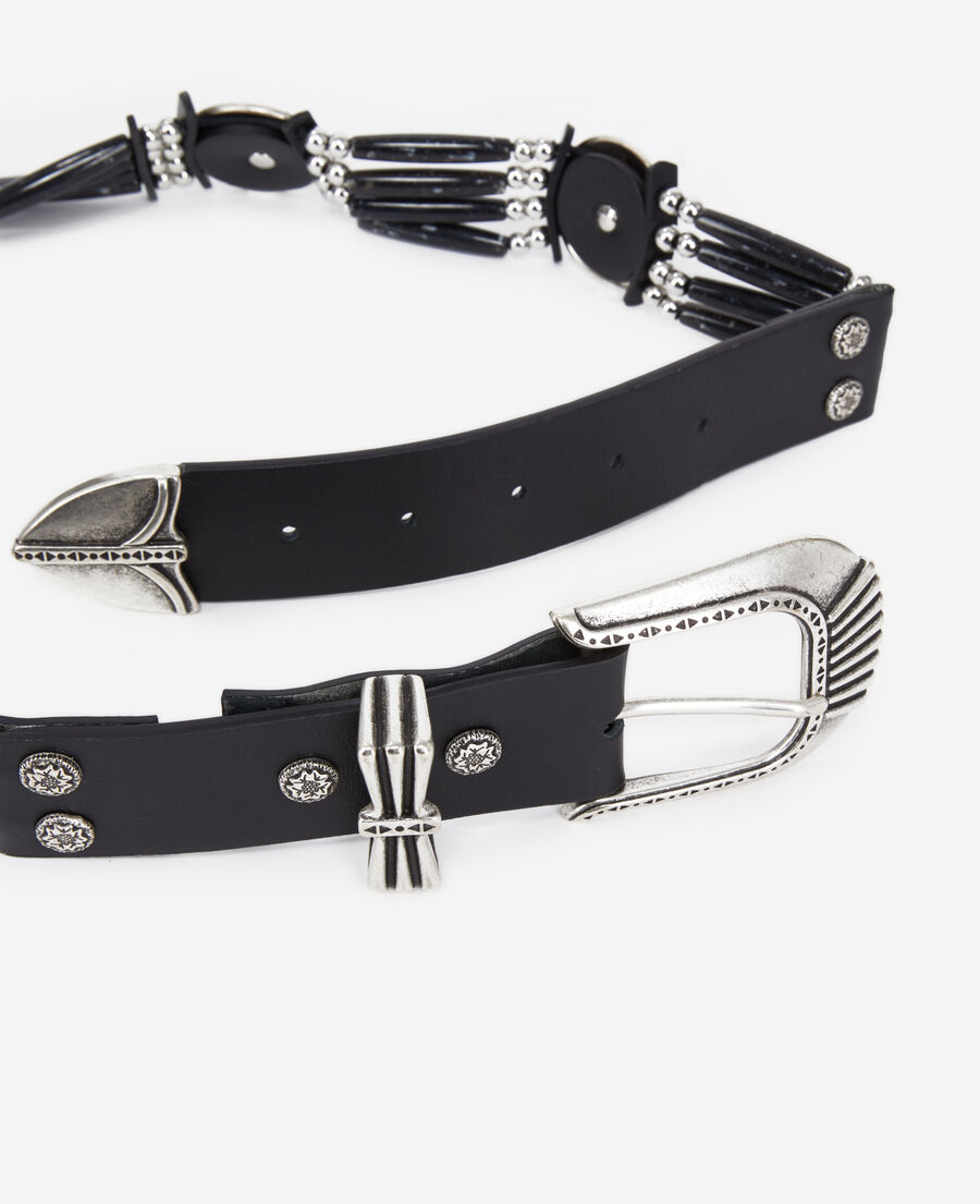 wide black leather belt