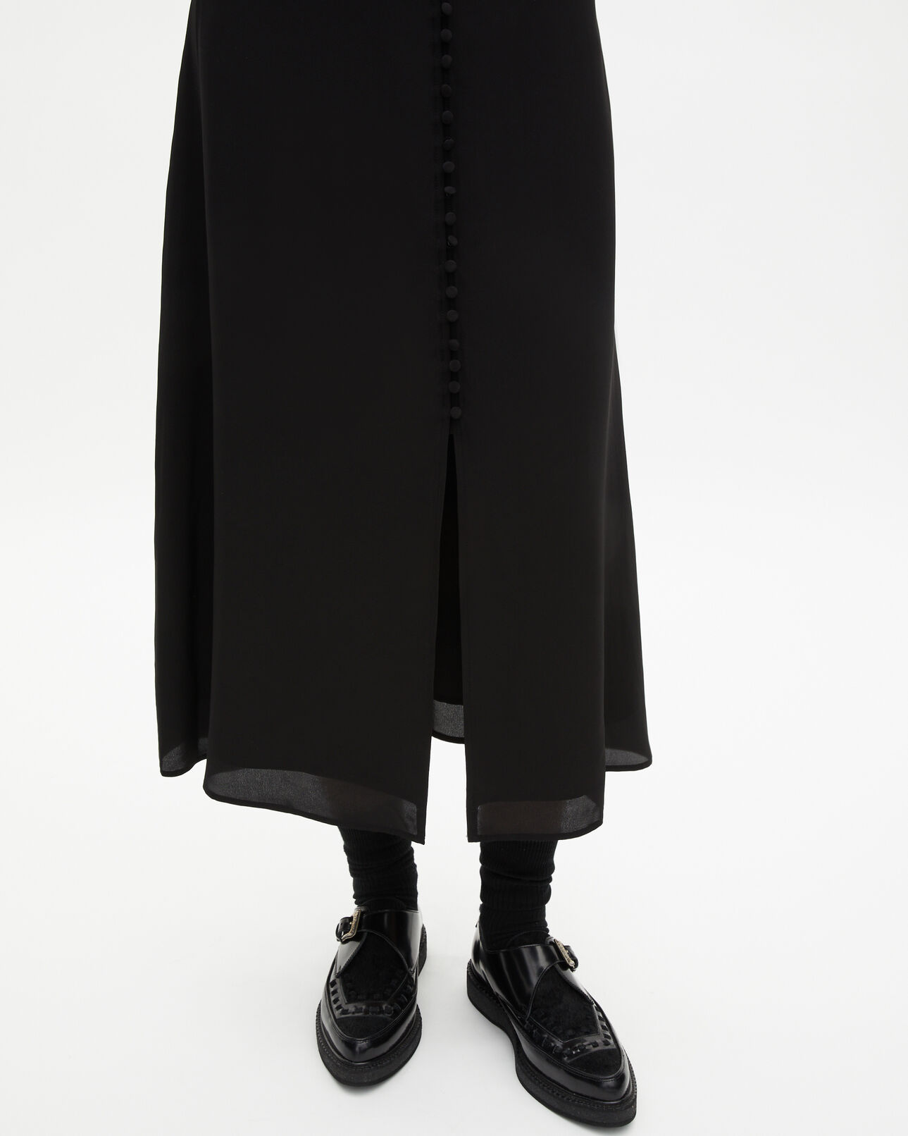 The Kooples F BLACK long skirt in black silk