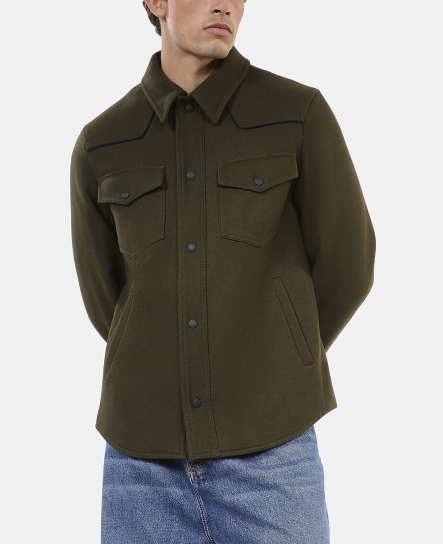 The Kooples HOMBRE KAKI chaqueta estilo sobrecamisa caqui
