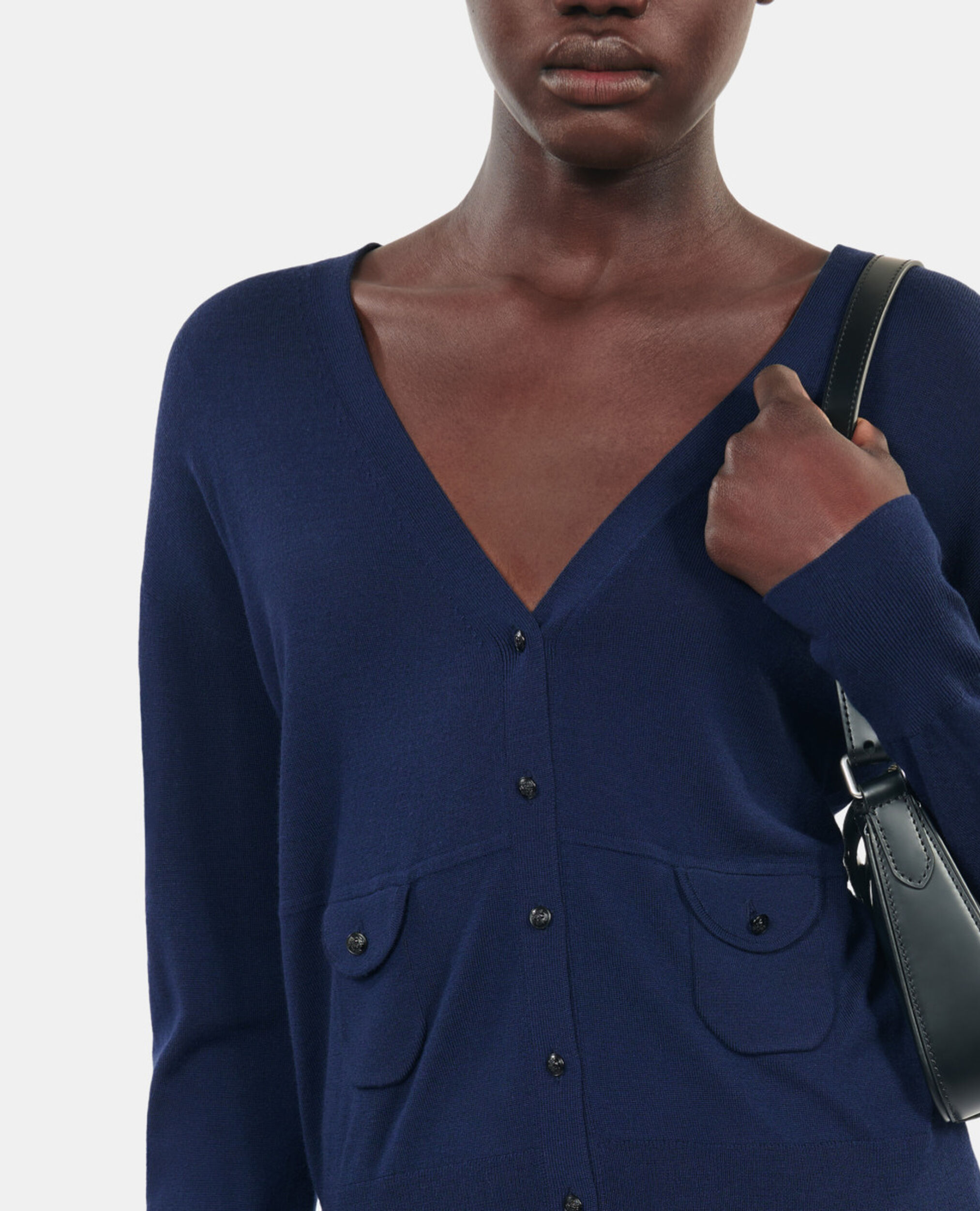Marineblauer Cardigan aus Wolle, NAVY, hi-res image number null